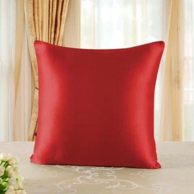 Afbeelding van townssilk Kussensloop, 100% zijde, pure moerbeizijde, 19 mm, dubbelzijdig, ter bescherming van haar en huid, verborgen ritssluiting, 1 stuk, 80 x cm, rood