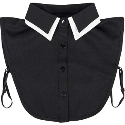 Afbeelding van styleBREAKER Dames blouse kraaginzet met contrasterende gekleurde kraag en knoopsluiting, voor blouses truien 08020008, Farbe:Wit zwart