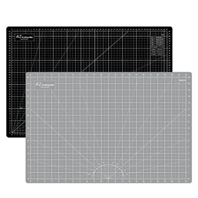 Afbeelding van HEADLEY TOOLS Verdikte zelfgenezende snijmat, A2 roterende naaimat voor ambachten, dubbelzijdige 5 laags tafelsnijplank stof, quilten, leer, kunst, hobby, project, grijs/zwart