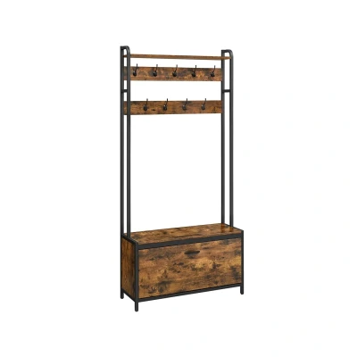 Afbeelding van Rootz Kapstok met Schoenenkast Vintage Hall Tree Meubilair Spaanplaat, Staal 30cm x 85cm 180cm