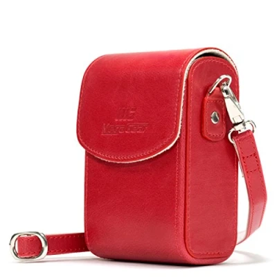 Afbeelding van MegaGear MG1562 Leren cameratas met riem compatibel Sony Cyber shot DSC RX100 VI, V, IV rood