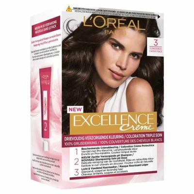 Afbeelding van 2x L&#039;Oréal Excellence Crème Permanente Crèmekleuring 3 Donkerbruin