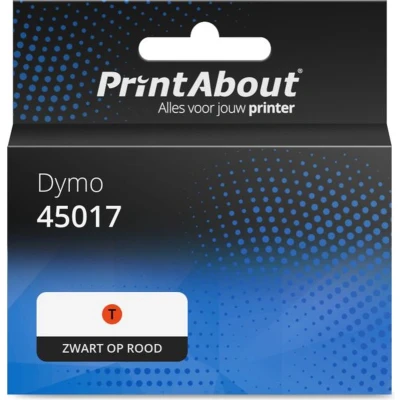 Afbeelding van Huismerk Dymo 45017 (S0720570) Tape Zwart op rood (12 mm)