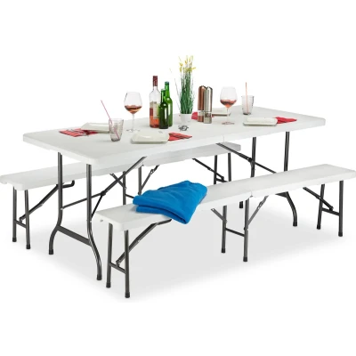 Afbeelding van Relaxdays, Tuintafel + balkontafel, Biertent set (180 cm)