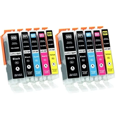 Afbeelding van Supply Guy 10 Inktpatronen met chip compatibel Canon PGI 550 CLI 551 voor Pixma IP7250 IX6850 MG5450 MG5550 MG5650 MG5655 MG6450 MG6650 MX725 MX925