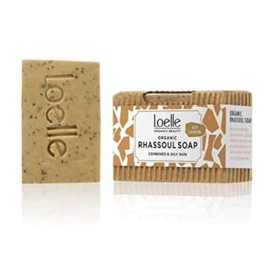 Afbeelding van Loelle Handgemaakte Rhassoul Zeep van Natuurlijke Klei voor Gezicht en Lichaam, Ideaal Vette Gecombineerde Huid Organische Schoonheidsproducten Gemaakt in Marokko (75g),light beige