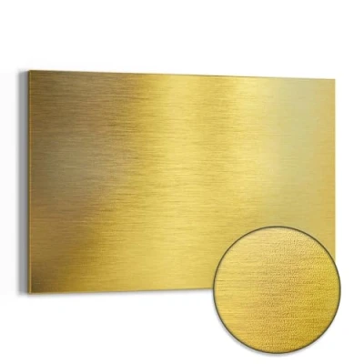 Afbeelding van DEQORI Metalen magneetbord 60 x 40 cm groot motief &quot;geborsteld gouden oppervlak&quot; whiteboard voor alle magneten wandbord keuken &amp; kantoor design magneetwand prikbord