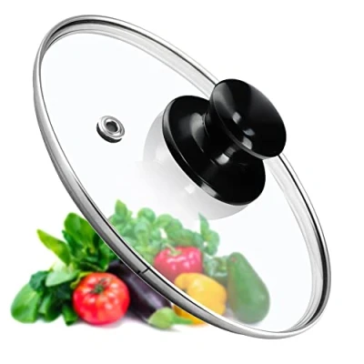 Afbeelding van KADAX K7883 Pandeksel universeel deksel van glas met glanzend zwarte handgreep hittebestendig in verschillende maten pannendeksel glazen voor pot pan (16 cm)