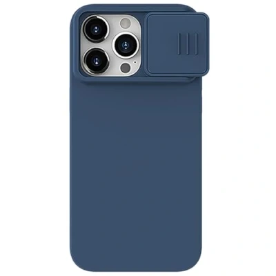 Afbeelding van Nillkin CamShield Hoesje Geschikt voor Apple iPhone 15 Pro Compatibel met MagSafe Siliconen Back Cover Camera Slider Blauw