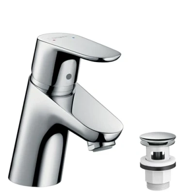 Afbeelding van Hansgrohe focus wastafelkraan eengreeps waste vast 167mm hoogte 53mm kraanmond 101mm voorsprong chroom look 31604000