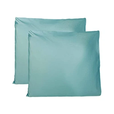 Afbeelding van Paar kussenslopen 100% Pure katoen 65x65 CM, Set van 2 Bed Kussen Stoffen Gemaakt in Italië, Tassluiting, Solid Color, Standaard Maat met Donkergroen