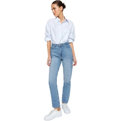 Afbeelding van Trendyol Blauwe Rechte Jeans Met Hoge Taille Twoss22Je0653