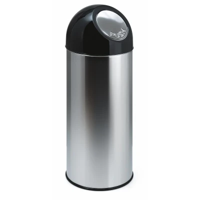 Afbeelding van Afvalbak 55ltr Pushdeksel met onderbak rvs/zwart