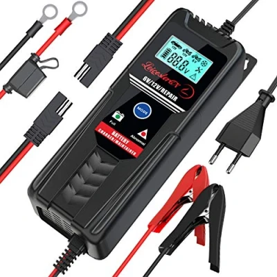 Afbeelding van LST acculader, 6 V/12 V, 4 A, volautomatische traps oplader, motoraccu, onderhoudslader met lcd meervoudige bescherming, voor auto, motorfiets, boot