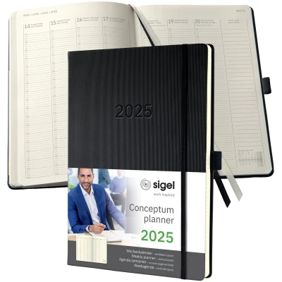 Afbeelding van Weekagenda Conceptum A4 2025 (NL/FR/EN/DU), verticaal zwart Hardcover