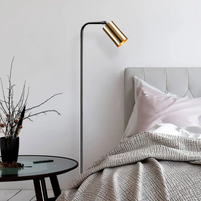 Afbeelding van Staande lamp Lectio buis H120 cm Metaal Zwart Antiek Goud Menzzo
