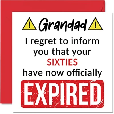 Afbeelding van Grappige 70e verjaardagskaarten voor opa Your Sixties Have Expired Happy Birthday Card van kleinzoon kleindochter, 145mm x Banter Joke Humor Bday wenskaarten Gift