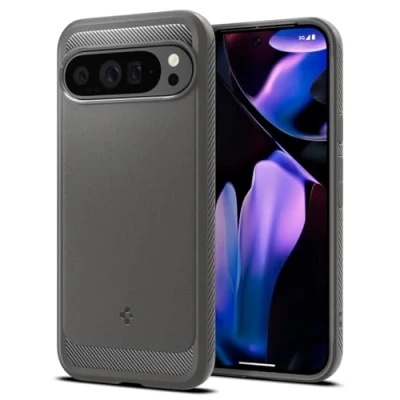 Afbeelding van Spigen Rugged Armor Hoesje Geschikt voor Google Pixel 9 Pro XL Back Cover met Air Cushion Carbon Matte Grijs