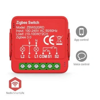 Afbeelding van Nedis SmartLife Schakelaar Zigbee 3.0 2x100 W Kroonsteen App beschikbaar voor: Android / IOS