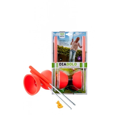 Afbeelding van Diabolo rubber met metalen stokjes fluor rood