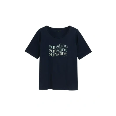 Afbeelding van TOM Tailor Tshirt print, Dames, Maat: 44, Sky captain blue