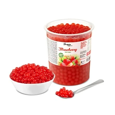 Afbeelding van INSPIRE FOOD Bubble Tea Aardbei Fruitparels, Popping Boba Pearls 1 KG om Zelf Thee te Maken…
