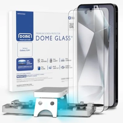 Afbeelding van Whitestone Dome Glass Geschikt voor Samsung Galaxy S24 Plus Tempered Screen Protector met UV Uithardingslamp en Installatie Jig Gemakkelijke Duo Pack