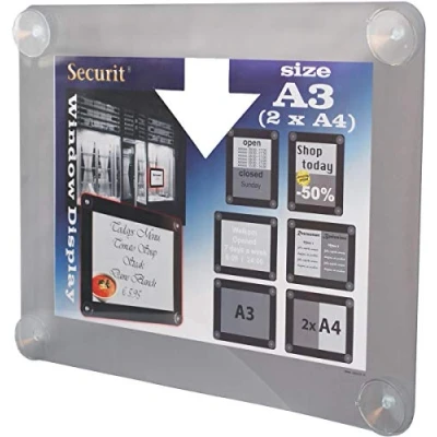 Afbeelding van Raamdisplay posterframe Securit, A3, Grijs