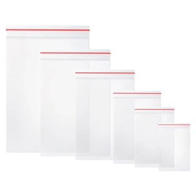 Afbeelding van Vinabo 600 Zakken Met Ritssluiting, Transparant, Afsluitbaar, 80 μm, Hoge Kwaliteit, 100 x 6 (6 Maten)