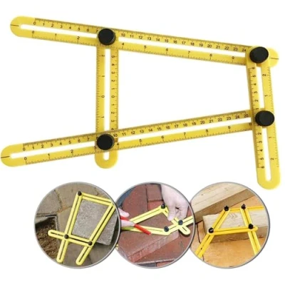 Afbeelding van DXIA Multi Angle izer Meetinstrument, hoeklineaal, Hoekmeter, Hoek Lineaal Duimstok Meetlat, Kunststof Geel,Wiskunde Hoekliniaal, Meer Hoekige Meet Liniaal