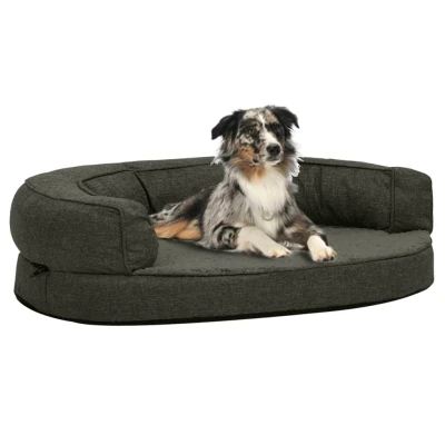 Afbeelding van Hondenbed Ergonomisch Linnen Look 60X42 Cm Fleece Donkergrijs