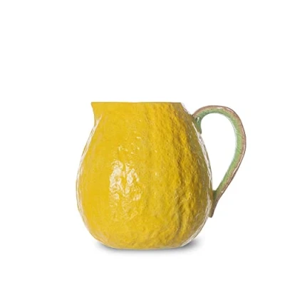 Afbeelding van By On Limonadekan 2,5 liter, gemaakt van dolomiet, kan voor het serveren limonade, ijsthee, water of sangria, waterkan, citroendesign, 21,8 x 17 18,5 cm