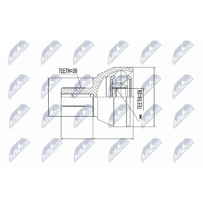 Afbeelding van Homokineet reparatie set, aandrijfas NTY NPZ VV 014