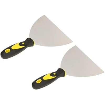 Afbeelding van KOTARBAU® Set van 2 roestvrijstalen schilderspatels 150 mm gipser spatel universele krassen voor het verwijderen palletmessen met rubberen greep
