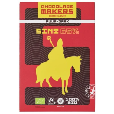Afbeelding van Chocolate Makers Sint Letter puur met cacaonibs bio