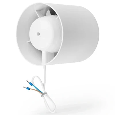 Afbeelding van calimaero® INLINE Buisventilator 100mm, met Terugslagklep, Badkamerventilator, Kweektent, Booster ventilator, Buisinzetventilator 130m3/h, 12Watt / 34dB IPX2 Kunststof