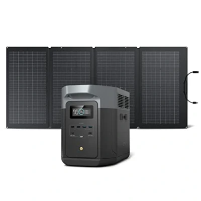 Afbeelding van EcoFlow Delta 2 Max draagbaar powerstation met 220 W zonnepaneel, zonne generator 2048 Wh, balkonkrachtcentrale geheugen installatie, snel opladen voor camping, camper, tuin, outdoor