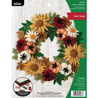 Afbeelding van Bucilla 89278E Vilt Applique Krans Kit, 16.5&quot; x 16.5&quot;, Floral Fall