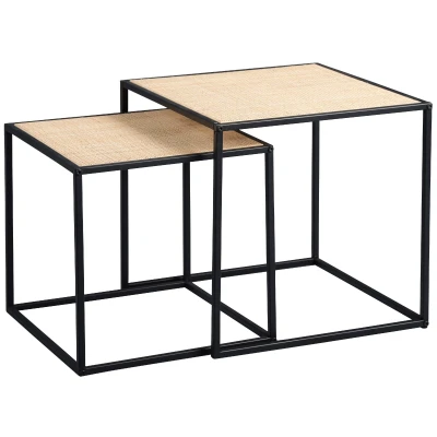 Afbeelding van M2 Kollektion Luke Vierkante Bijzettafel Set Rattan