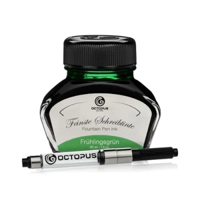 Afbeelding van Octopus Fluids Frühlingsgrün schrijfink tinclusief converter, vulpeninkt in inktglas, kalligrafie inkt, groen 30ml inktpot