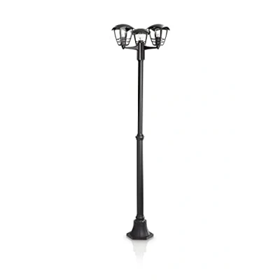 Afbeelding van Philips Creek Buitenlantaarn Groot 3x E27 Staande Buitenlamp IP44 Weerbestendig Fitting Exclusief Lamp Tuinlamp Zwart
