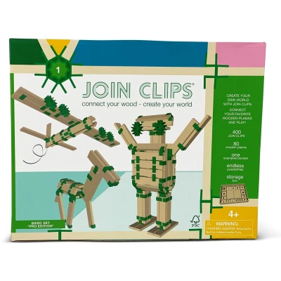 Afbeelding van Join clips Basis, Pro editie 400 + 80 houten (bouw)plankjes speel opbergkleed