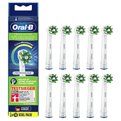 Afbeelding van Oral B CrossAction Opsteekborstels voor elektrische tandenborstel, 10 stuks, volledige mondreiniging met CleanMaximiser borstelharen