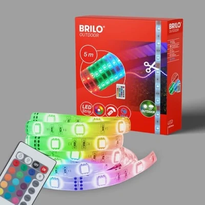 Afbeelding van Briloner Leuchten ledstrip 5 m, buiten, dimbaar, RGB, IP44 spatwaterdicht, 150 x RGB led/0,16 W.