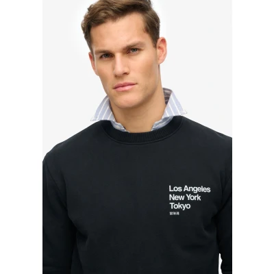 Afbeelding van Superdry Mannen Core City Sweatshirt met Ronde Hals en Logo Zwart Grootte: M