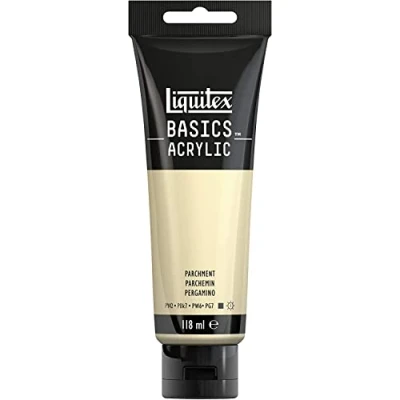 Afbeelding van Liquitex Basics 8870058 Monopigmenteerde acrylverf, kunstenaarspigmenten, lichtecht, gemiddelde viscositeit, archiefkwaliteit, zijdeglanzende afwerking, 118ml Parchment