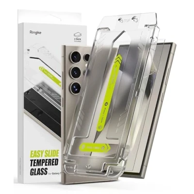 Afbeelding van Ringke Easy Slide Glass Compatibel met Galaxy S24 Ultra Samsung, Screenprotector installatietool, HD kwaliteit Premium 9H hardheid Onbreekbaar Gehard glas