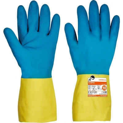 Afbeelding van Cerva Caspia Fh Handschoenen Latex Neopreen Geel/Blauw