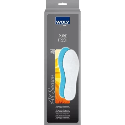 Afbeelding van Woly inlegzool Pure Fresh 6 paar maat 37 Het is een ultradunne schoenvoering met hoge zachtheid, geen huidirritatie, aangename geur, effectieve vochtopname en elastisch antislip effect.