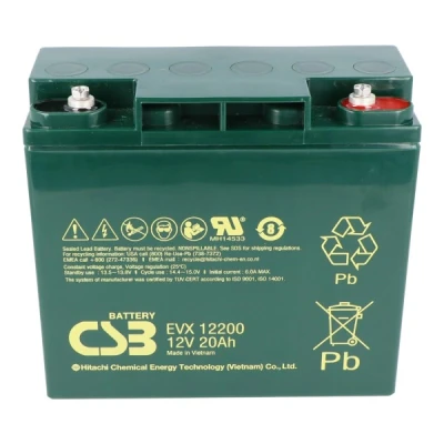 Afbeelding van CSB EVX12200 12 volt AGM loodzuuraccu 20Ah, 181x76.2x167mm, cyclusbestendig, M5 binnendraad